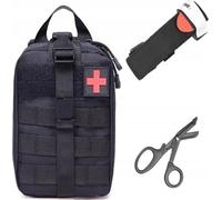 Spacieux Kit De Premiers Secours Tactique Chargeur Molle Noir Ifak + Ciseaux + Staza