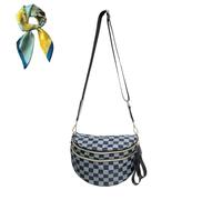 Spacious Checkered Purse Waist Pack Belt Bag,Geometric Bum Bags for Women,Nylon Trendy Functional Bum Crossbody Bag (Grey)