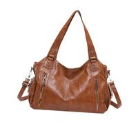 Spacious Fashion Shoulder Bag, Large Capacity Tote Bag, Léger Stylish Working Bag for Women, PU Leather Tote Bags 14.96x11.42x4.92 for Shopping, Travel, Work (Dark Coffee, Black, Brown), marron,