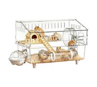 Spacious Hamster Cage, Large Small Animal Habitat, 17.7x11.8x13.5in Detachable Pet Crate | Ventilated Enclosure, Enrichment Play House, Portable Travel Carrier for Hamster Mouse Gerbil Small