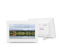 Spacmirrors Cadre Photo numérique 10,1 Pouces, Album électronique LED HD, résolution 1024 x 600, écran IPS 16:9 - Lecteur de Musique/vidéo, Calendrier, Alarme, avec télécommande (Blanc 7 pouc