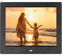 Spacmirrors Cadre Photo numérique Cadre Photo numérique 8 Pouces, 720P Haute définition LED Multifonction Cadre Photo électronique démarrage Lecture Automatique Calendrier réveil