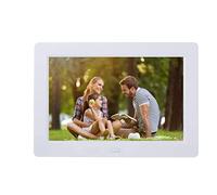 Spacmirrors Cadre Photo numérique Écran IPS de 8 Pouces Aperçu de l'image Calendrier vidéo Horloge Marche/Arrêt Automatique Prise en Charge de la télécommande USB et Carte SD (Blanc)