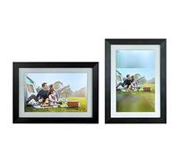 Spacmirrors Cadre Photo numérique WiFi, Album Photo électronique Cloud 10 Pouces avec écran Tactile IPS, 1280 x 800, Stockage 16 Go, Calendrier, Horloge, Lecteur de Reportage météo, Effet Bois