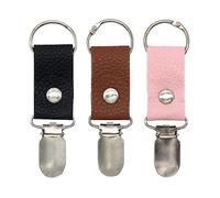Spacmirrors CAREOR Lot de 3 mini pinces à chapeau en cuir synthétique pour chapeau en forme de bec de canard - Accessoire de voyage pour sac à main, sac à dos, bagages, noir + marron + rose