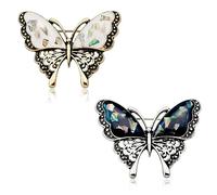 Spacmirrors Lot de 2 broches papillon en métal pour pull châle avec strass blancs et violets, 6.0cm x 3cm/2.36" x 1.18", Métal