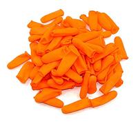 Spacnana 100pcs Latex Couches de Doigt en Caoutchouc Réutilisables Protégeurs de Doigts Manchés en Latex avec 6,4 * 2,1 Cm pour la Protection (ORANGE)