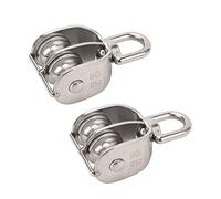 Spacnana 2Pcs En Acier Inoxydable M25 Poulie Bloc Double Roue Pivotante Rouleau 150kg Charge pour Levage et Gréement