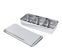 Spacnana Boîte D'assaisonnement en Acier Inoxydable à 3 Grilles, Ensemble de Récipients à épices avec Cuillères et Couvercle pour le Stockage de la Cuisine et du Restaurant