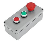 Spacnana Boîte de Commutation en Alliage D'aluminium, Panneau de Commande à 3 Boutons, étanche IP66, Anti-poussière pour une Utilisation en Extérieur avec Bouton D'arrêt D'urgence, (175 * 80 * 55)
