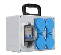 Spacnana Boîte de Prise Industrielle 4 Positions EU 250V 16A, Boîte de Prise Portable avec RCBO RCD Interrupteur Réglable AC230V 40A Disjoncteur pour Usage Intérieur et Extérieur