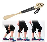 Spacnana Chausse-pied Tête de en Métal, Lève-Chaussures en Laiton de Hêtre importé avec Longue Poignée, Conception Antidérapante pour un Port Facile des Talons Hauts et des Chaussures en Cuir, (#2)