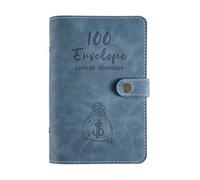 Spacnana Classeur Budgétaire avec Couverture en Cuir PU, 100 Enveloppes, Défi d'économie d'argent, pour Organiser de l'argent, Portable pour la Budgétisation et les économies (bleu foncé)