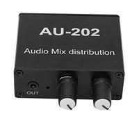 Spacnana Distributeur Stéréo de Mixage Audio, Boîtier de Commutation Audio en Alliage d'aluminium ABS 2 Entrées 2 Sorties DC5 à 19 V pour Le Contrôle et l'amplification du Signal Stéréo dans la