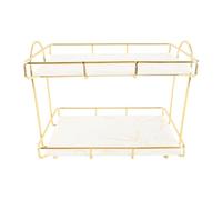Spacnana Étagère de Maquillage à 2 Niveaux en Or, Organisateur de Rack de Rangement de Salle de Bain en Fer avec Revêtement Résistant à la Rouille, Mural, Facile à Nettoyer (L)