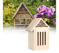 Spacnana Hotel Bug House Bee Bois de Noyer Naturel avec Canaux Tubulaires pour la Décoration Extérieure du Jardin et L'observation des Insectes (Type C)