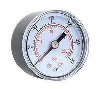 Spacnana Manomètre Mécanique à Montage Arrière BSPT de 1/8 Pouces pour Eau, Air 0-200 Psi 0-14 Bar, Piscine Domestique et Aquarium (0-300psi,0-20bar)