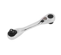 Spacnana Mini clé à Cliquet 1/4" Double Tête 72 Dents avec clé à Dégagement Rapide Outil Compact en Acier Cr V pour la Réparation Automobile dans les Espaces Restreints