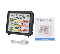 Spacnana Moniteur de qualité de Gaz 5 en 1, Moniteur Portable avec Capteur de Température et d'humidité, écran LCD avec Alertes de Couleur pour la Maison, le Bureau, la Voiture, la (BLACK)