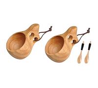 Spactz Lot de 2 tasses en bois de style nordique Kuksa avec cuillère en bois