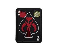 Spade A Mammoth Patchs Morale en PVC pour sac à dos extérieur 6 x 8 cm Noir et rouge