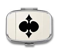 Spades K Poker Pilulier avec 2 compartiments, pilulier carré portable, pilulier de vitamines, organisateur de pilules pour poche, sac à main et voyage