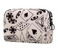 Spades Poker Card and Chips Trousse à cosmétiques pour femme, trousse de toilette de voyage, grande pochette de maquillage pratique avec fermeture éclair, multicolore, 18.5x7.5x13cm/7.3x3x5.1in,