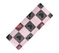 Spades Tapis de yoga antidérapant à motif damier noir et rose pour entraînement à la maison 1 mm d'épaisseur 1 mm avec tapis de rangement pour tapis de yoga 180,3 x 66 cm