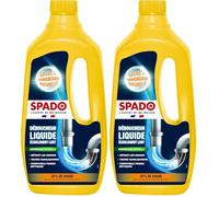 SPADO - Déboucheur liquide - Ecoulement lent - Détruit les odeurs - compatible fosse septique - action dès 15min - soude minérale concentrée 30% - 1 L - Fabriqué en France (Lot de 2)