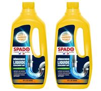 Spado Lot de 2 Déboucheurs liquide Ecoulement lent Détruit odeurs compatible fosse - action dès 15min - soude minérale concentrée 30% - 1 L
