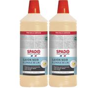 SPADO - Savon noir à l'huile de lin - Dégraisse, nourrit et brille - Pour entretien régulier - Sans rinçage - 99,7% ingrédients naturelle - Parfum fleur d'oranger - 1L - Fabriqué en France (Lot de 2)