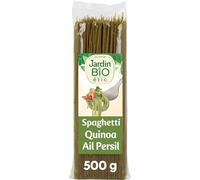 Spaghetti au quinoa, ail et persil Bio - 500 g, fabriquées en France à base de semoule semi-complète et de quinoa royal, source de protéines et de fibres - Lot de 4
