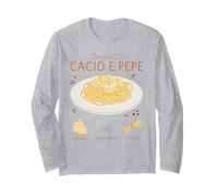 Spaghetti Cacio e Pepe T-Shirt Recette Traditionnelle Italienne Manche Longue