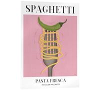 Spaghetti - Pasta Fresca Tableau en verre acrylique de Veronique Charron 13 x 18 cm Rose clair Tableaux Décoration murale