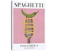 Spaghetti - Pasta Fresca Tableau sur toile de Veronique Charron 70 x 90 cm Rose clair Tableaux Décoration murale