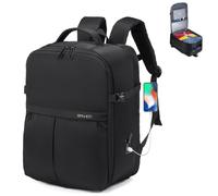 SPAHER 25L Sac à Dos Voyage 40x30x20 Ryanair avec Port de Charge USB, Noir | 180 ° Design d'ouverture, Poches Humides, Tissu Résistant à l'eau, Compartiment pour Ordinateur Portable de 15,6 Pouces