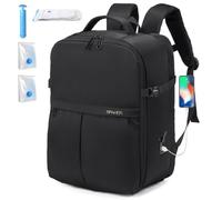 SPAHER 25L Sac à Dos Voyage Cabine Avion 40x30x20 Wizzair Vueling Transavia Bagage Cabine Bagage à Main 40x30x20 Sac à Dos Ordinateur Portable 15,6 Pouces Imperméable avec 2 Sac sous Vide, Noir