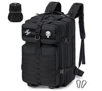 SPAHER 45L Sacs à Dos Tactique Militaire Armée Sac de Randonnée Trekking Survie Voyage Molle Étanche avec Une Housse Imperméable, Noir