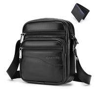 SPAHER Petit Sacoche Homme Bandouliere Cuir avec Portefeuille Sac a Main Pochette Homme Bandoulière Cuir Vintage Sac Porté Épaule Messager Besaces pour Décontracté Affaires
