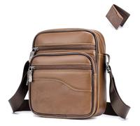 SPAHER Petit Sacoche Homme Bandouliere Cuir avec Portefeuille Sac a Main Pochette Homme Bandoulière Cuir Vintage Sac Porté Épaule Messager Besaces pour Décontracté Affaires