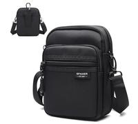 SPAHER Petite Sacoche Homme Bandoulière Sac Banane Téléphone 6,7 Pouces Cartable Poitrine Pochette Saccoche Noire Oxford Ceinture Bandoulière Réglable Amovible