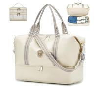 SPAHER Sac de Voyage Pliable Bagage Cabine Easyjet 45x36x20 Valise Cabine Sac de Bagage Sac de Cabine Avion Sac fourre-Tout de Sport pour Homme Femme Valise Avion Imperméable Sac de Week-End Beige