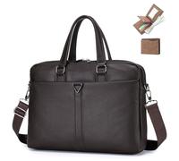 SPAHER Sacoche Cuir pour Ordinateur Portable 15.6 Pouces Imperméables avec Portefeuille Sac a Main Cartable Homme en Cuir PU Sac Bandoulière Mallette Rétro Porte Document pour Affaires Collège
