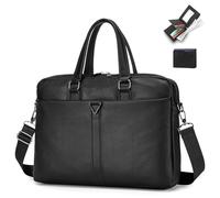 SPAHER Sacoche Cuir pour Ordinateur Portable 15.6 Pouces Imperméables avec Portefeuille Sac a Main Cartable Homme en Cuir PU Sac Bandoulière Mallette Rétro Porte Document pour Affaires Collège