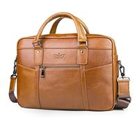 SPAHER Sacoche en cuir synthétique pour ordinateur 15,6 pouces Sac bandoulière Serviette d'affaires Cadeau, B031-15,6" - marron, 40 * 29 * 9cm, Vintage