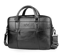 SPAHER Sacoche Ordinateur Homme Cuir Cartable Homme Cadeau Homme 14/15.6 Pouces Porte Document Homme Cuir Sac à Main Sac Bandoulière Homme Sacoche Affaire Homme Serviette Business Homme, 15.6"-a031