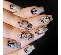 Spaiders Spaiders Web Heart Glitters Presse Sur Des Ongles Halloween Thème Artificiel 24pc
