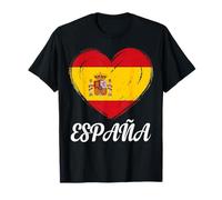 Spain Flag Heart Painted Distressed España Graphic T-Shirt
