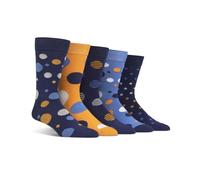 Spairs Homme Bambou Chaussettes, À pois, Brillant & Coloré Dessins, Doux, Respirant, Confortable, Longueur de l'équipage, Valeur Multipack de 5 Paires, Taille 39-45 Marine/Orange