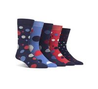 Spairs Homme Bambou Chaussettes, À pois, Brillant & Coloré Dessins, Doux, Respirant, Confortable, Longueur de l'équipage, Valeur Multipack de 5 Paires, Taille 39-45 Marine foncé/Bleu